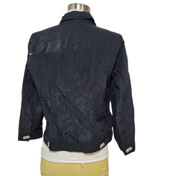Spanner Black 3/4 Sleeve Full Zip Collared Jacket Size 6 - Picture 4 of 6